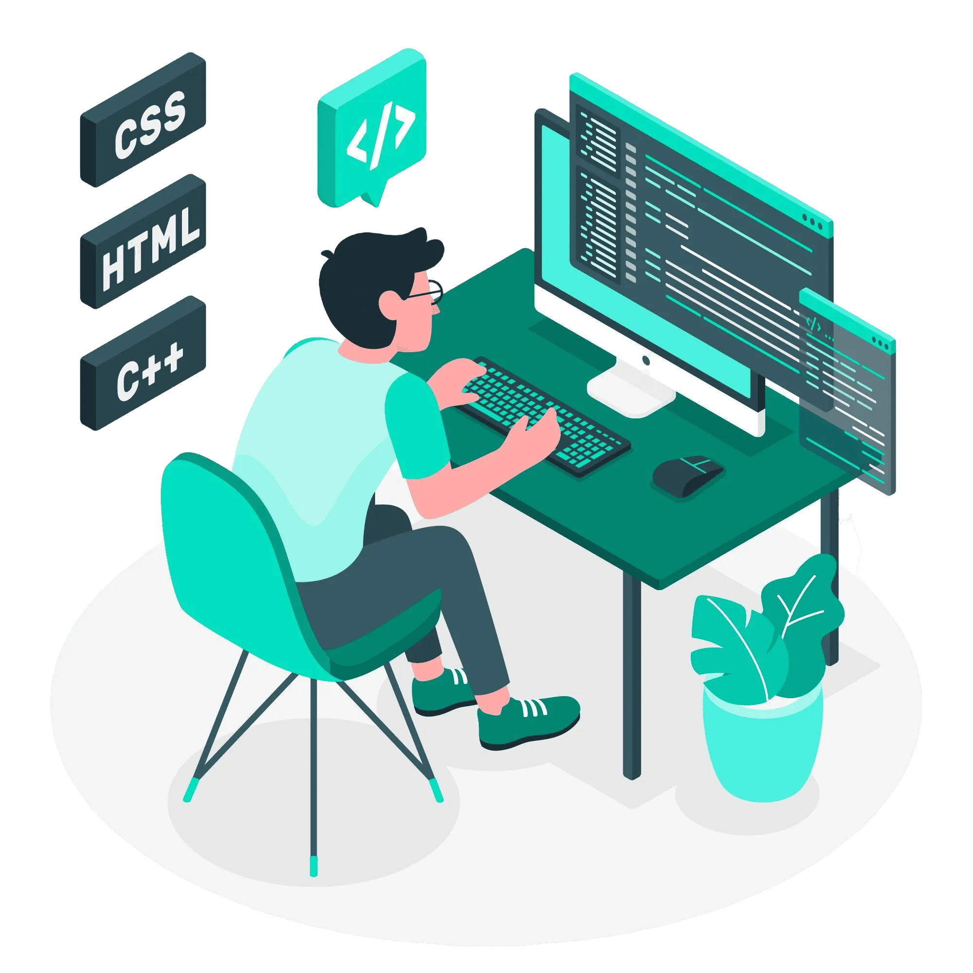 A men working on project with full stack development languages